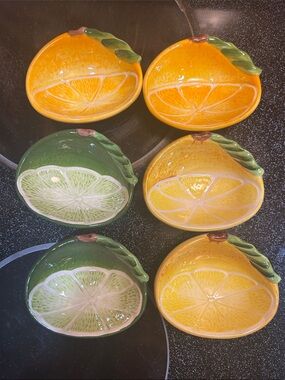 Pier 1 Imports Vintage Citrus Slice Pinch Bowl Set of 6. Chef. Cooking. Kitchen.